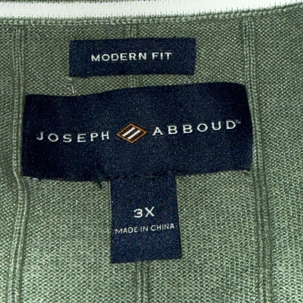 Joseph Abboud Modern Fit Ribbed Button-Up Shirt Men’s 3X Green Short Sleeve - Picture 6 of 7